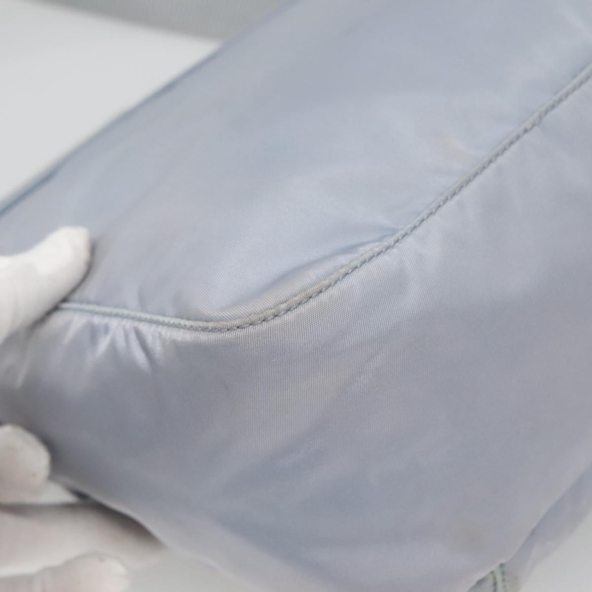 PRADA Shoulder Bag Nylon Light Blue Silver Auth 125209