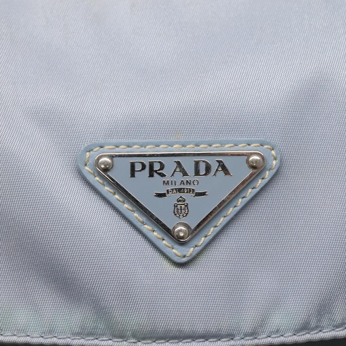 PRADA Shoulder Bag Nylon Light Blue Silver Auth 125209