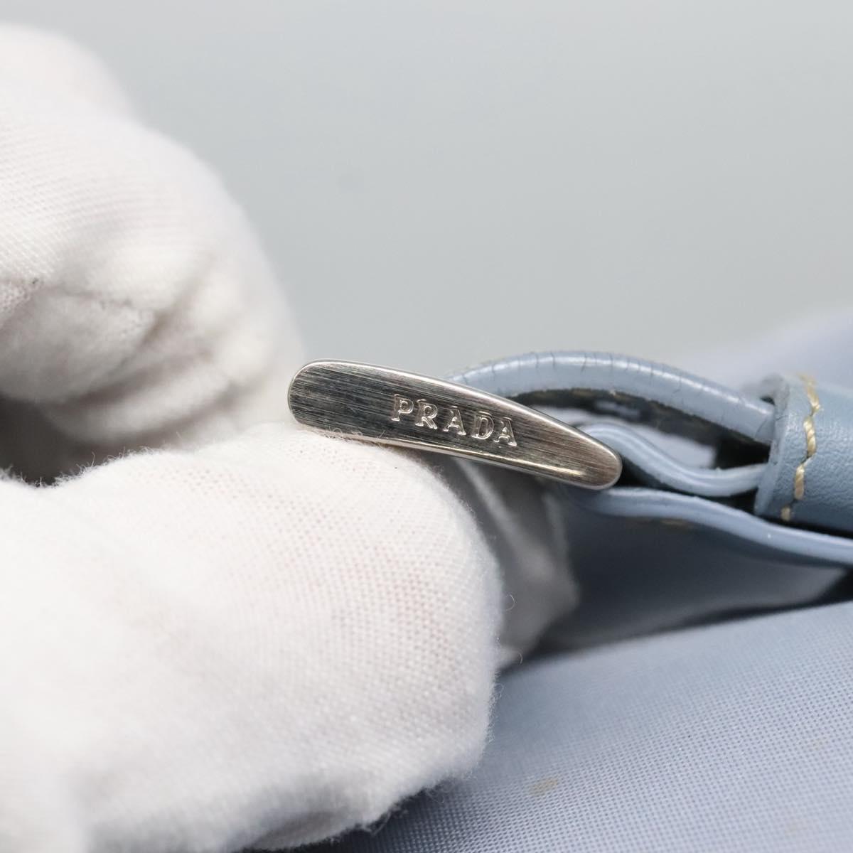 PRADA Shoulder Bag Nylon Light Blue Silver Auth 125209