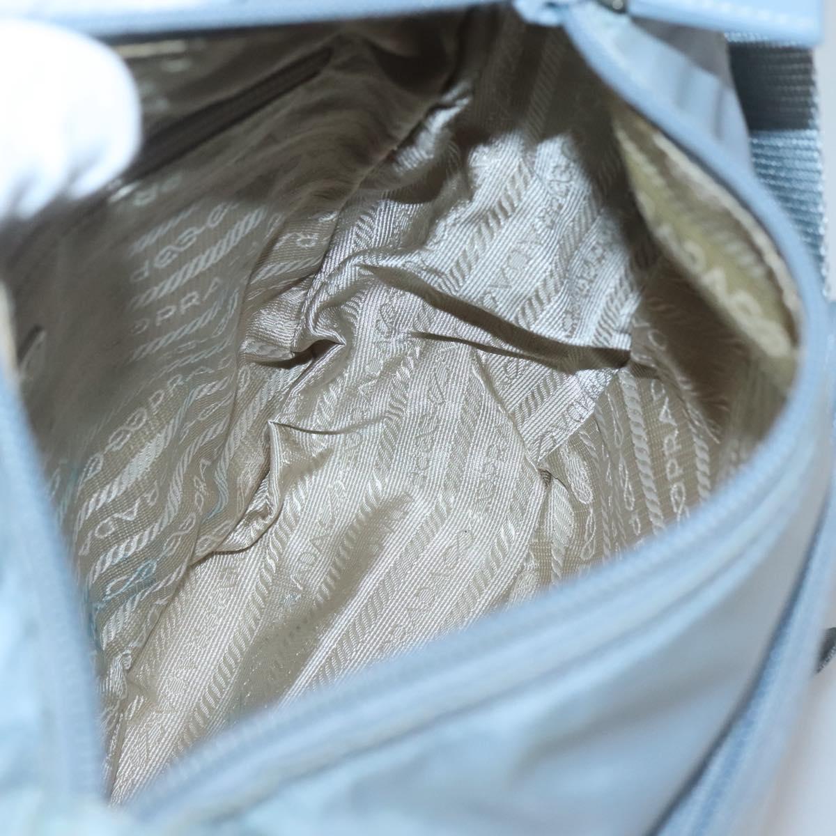 PRADA Shoulder Bag Nylon Light Blue Silver Auth 125209