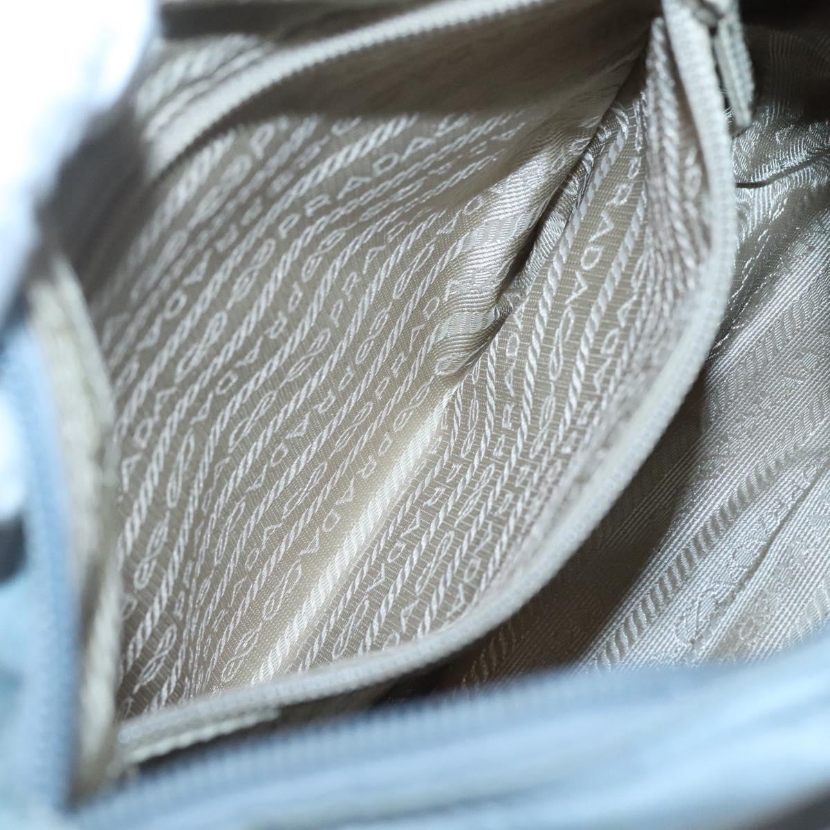 PRADA Shoulder Bag Nylon Light Blue Silver Auth 125209