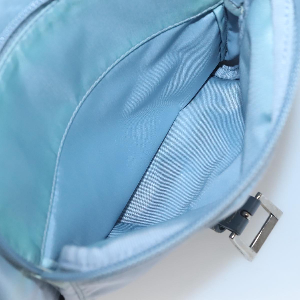 PRADA Shoulder Bag Nylon Light Blue Silver Auth 125209