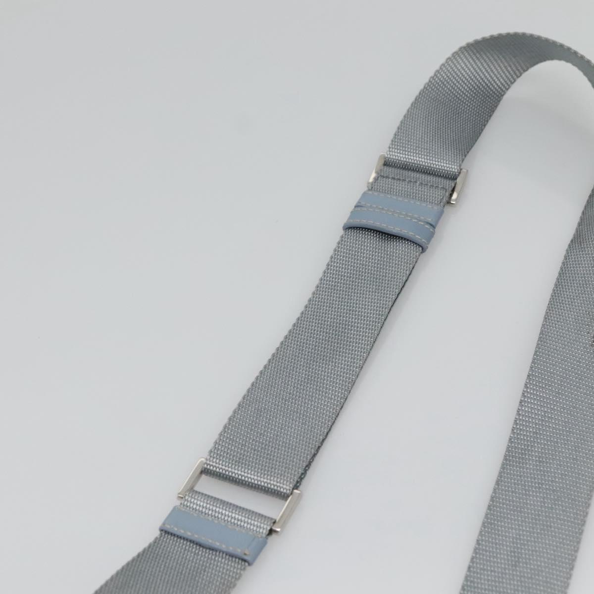 PRADA Shoulder Bag Nylon Light Blue Silver Auth 125209