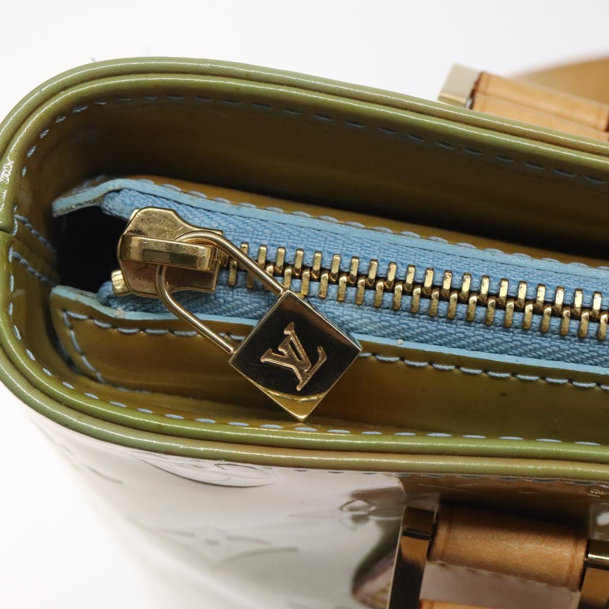 LOUIS VUITTON Monogram Vernis Houston Hand Bag Baby Blue M91005 LV Auth 125211