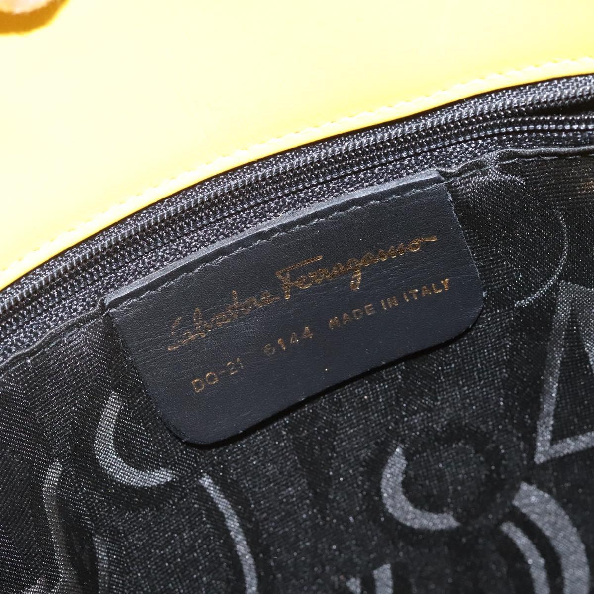 Salvatore Ferragamo Shoulder Bag Leather Yellow Gold Auth 125240