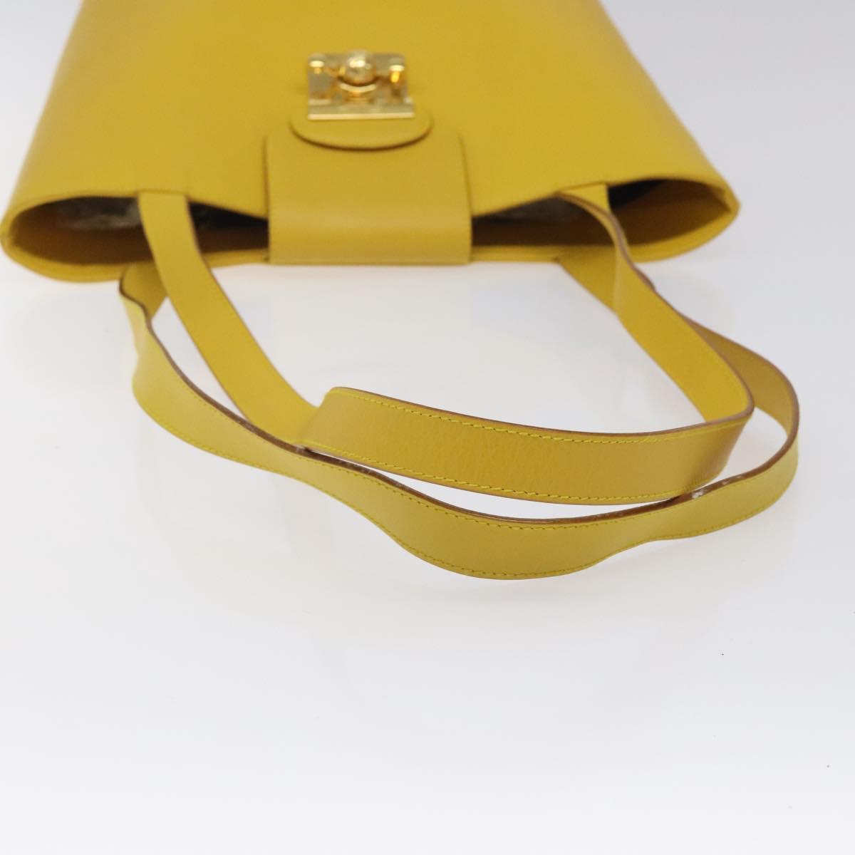 Salvatore Ferragamo Shoulder Bag Leather Yellow Gold Auth 125240