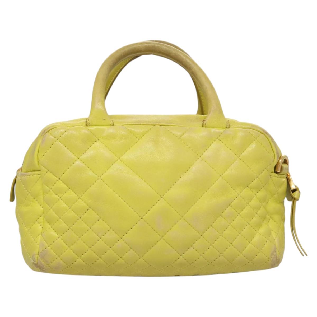 VERSACE Hand Bag Leather Green Gold Auth 125242