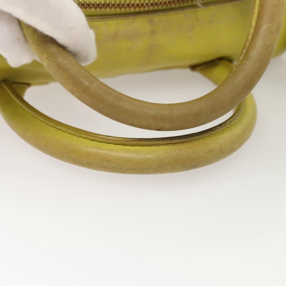 VERSACE Hand Bag Leather Green Gold Auth 125242