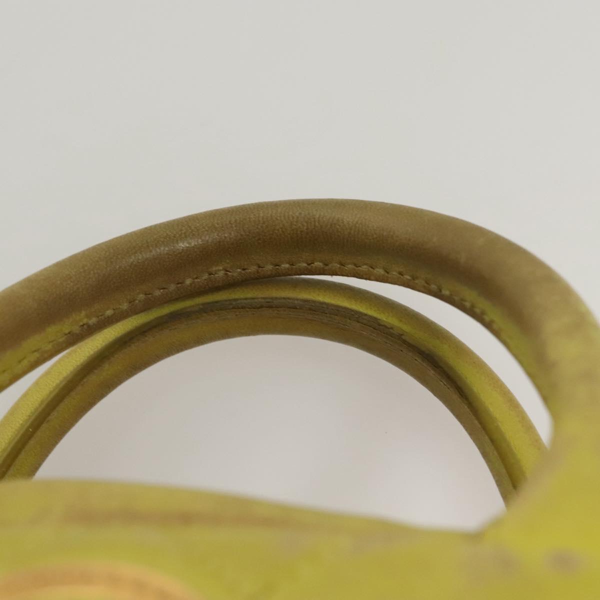 VERSACE Hand Bag Leather Green Gold Auth 125242