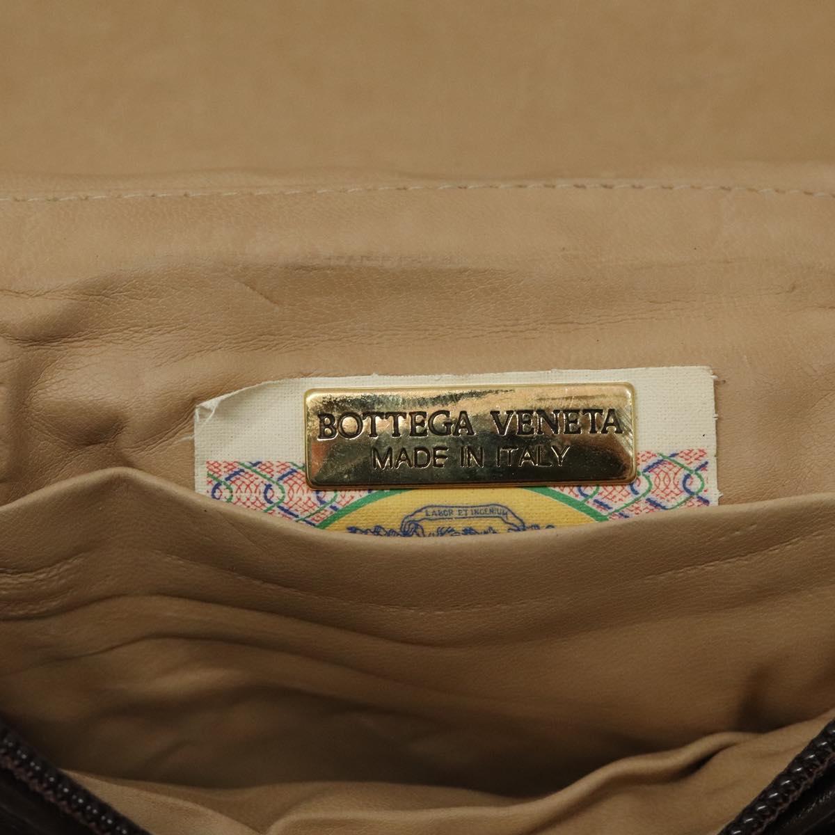 BOTTEGA VENETA INTRECCIATO Shoulder Bag Leather Brown Gold Auth 125244