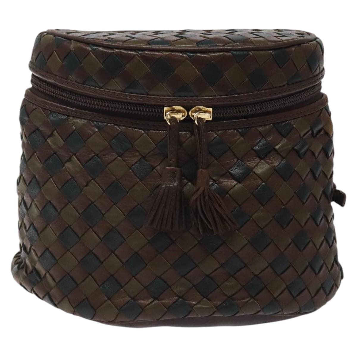 BOTTEGA VENETA INTRECCIATO Shoulder Bag Leather Brown Gold Auth 125244