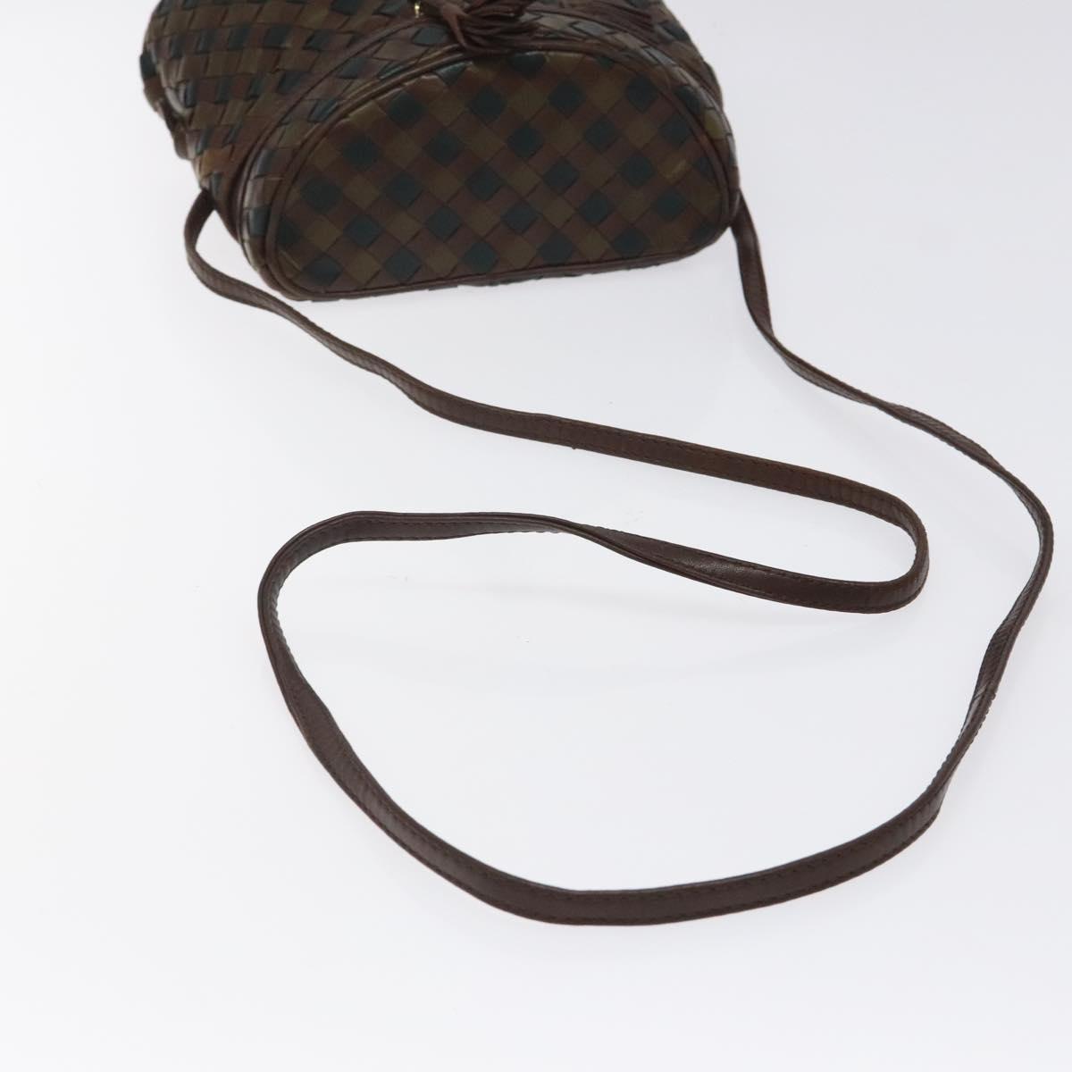 BOTTEGA VENETA INTRECCIATO Shoulder Bag Leather Brown Gold Auth 125244