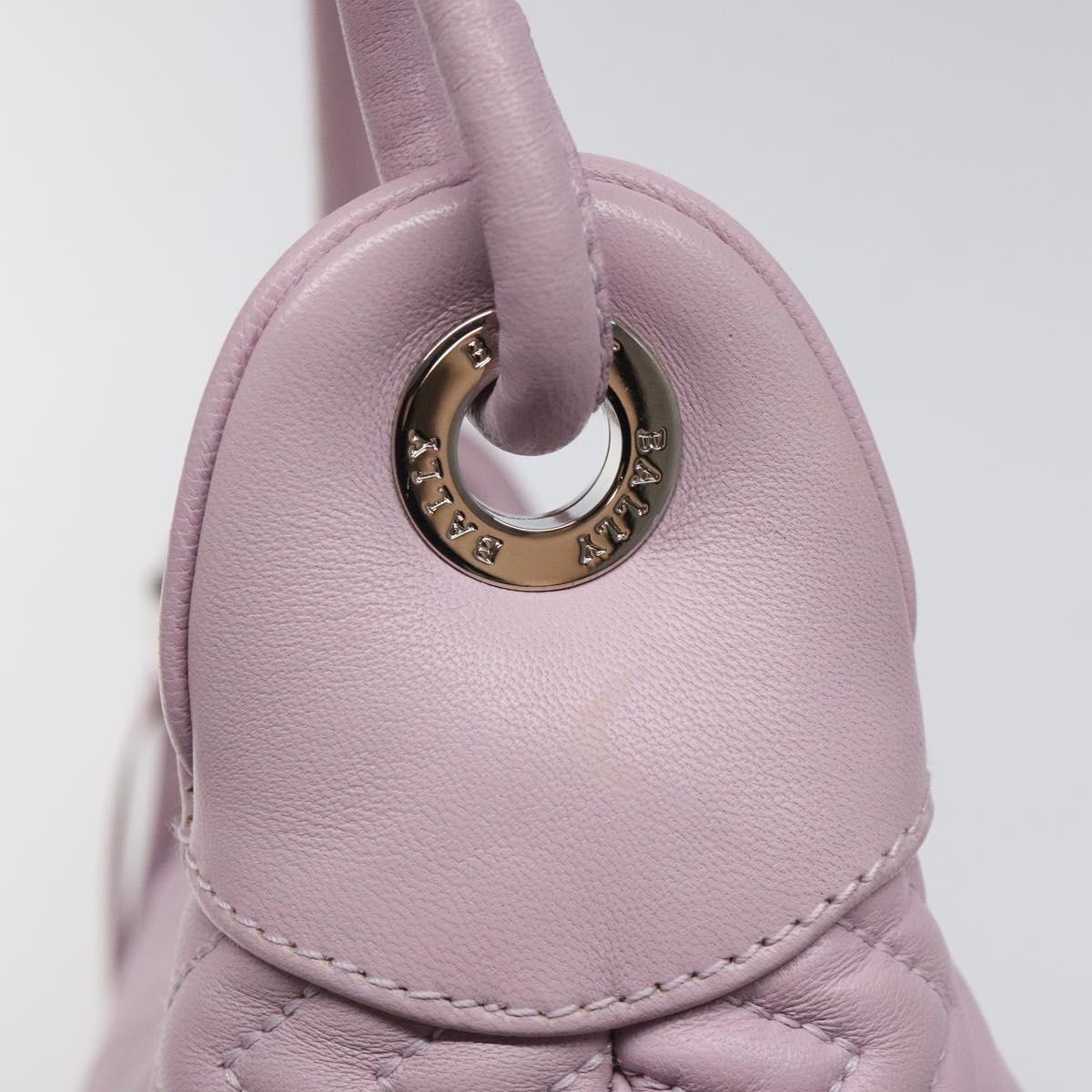 BALLY Shoulder Bag Leather Purple Silver Auth 125246