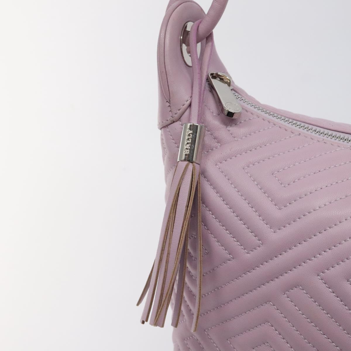 BALLY Shoulder Bag Leather Purple Silver Auth 125246