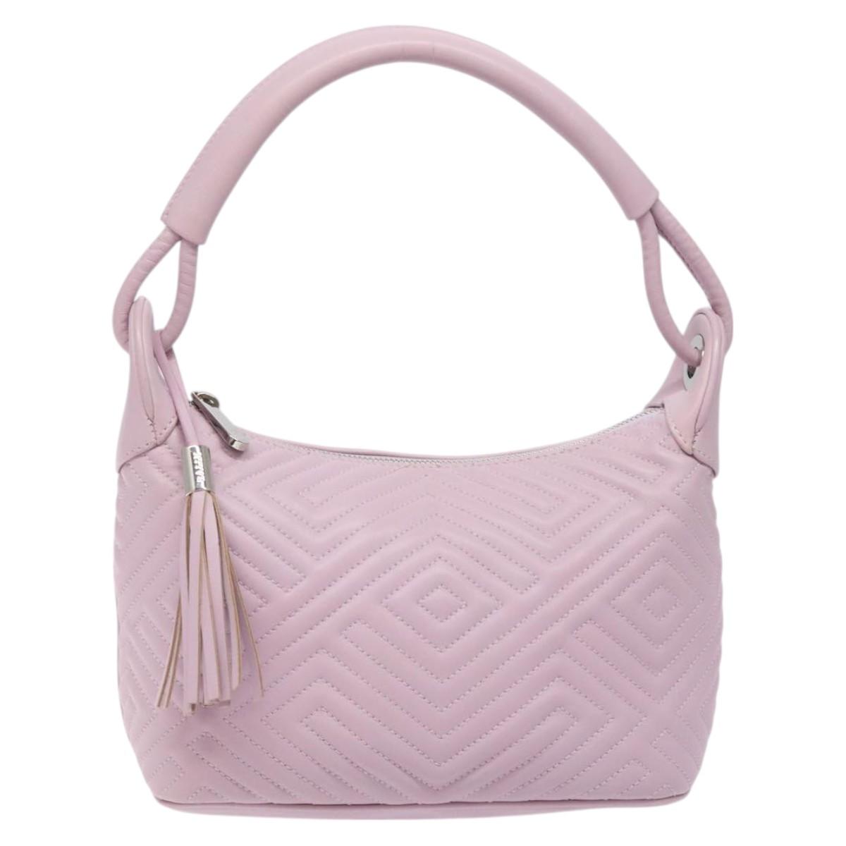 BALLY Shoulder Bag Leather Purple Silver Auth 125246