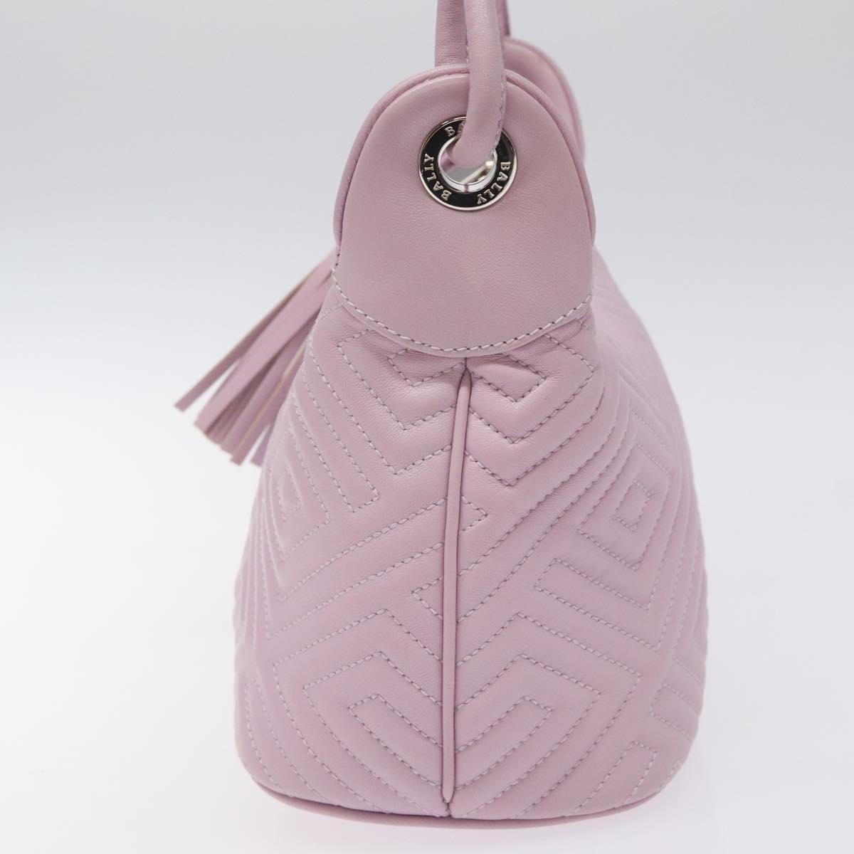 BALLY Shoulder Bag Leather Purple Silver Auth 125246