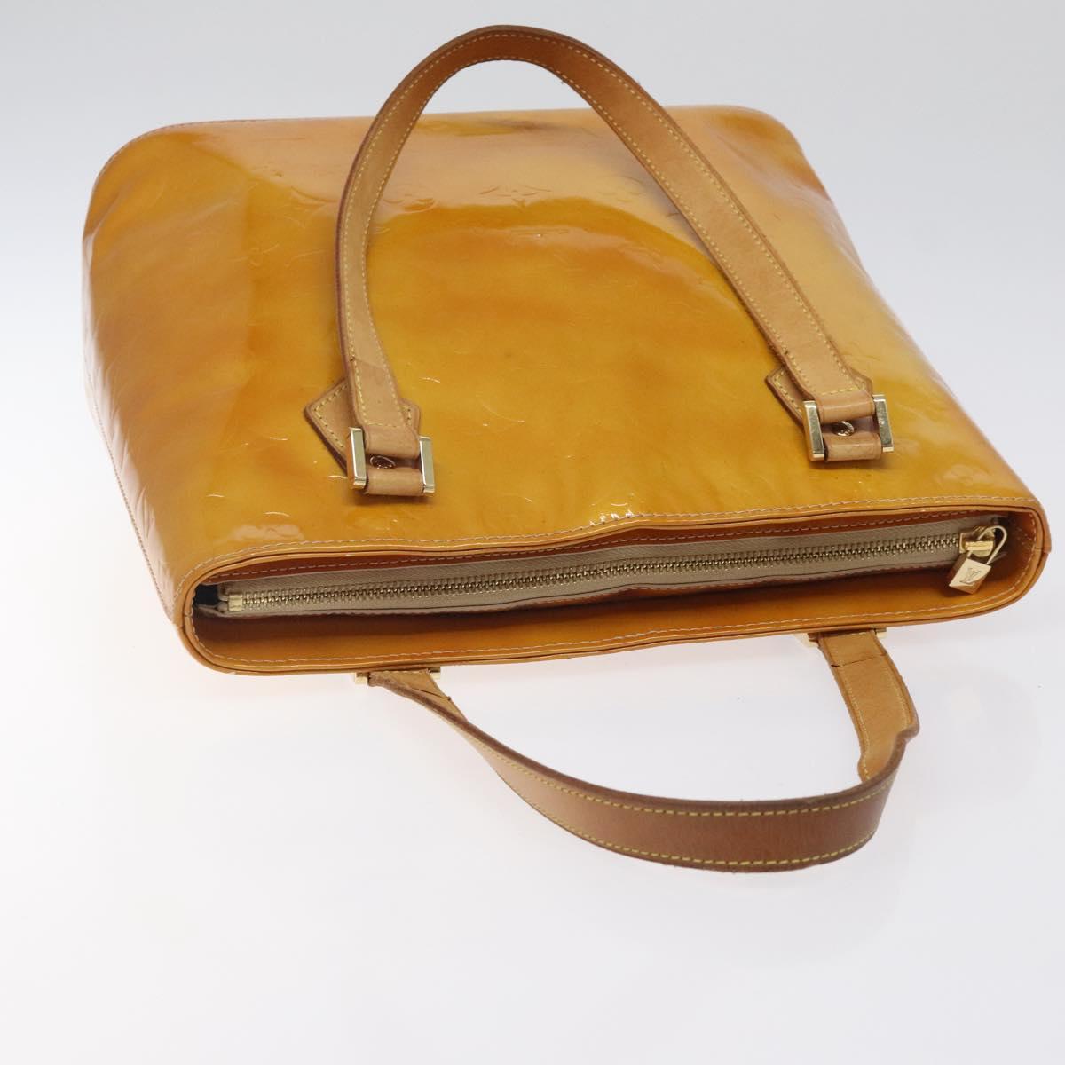 LOUIS VUITTON Monogram Vernis Houston Hand Bag Beige M91004 LV Auth 125261