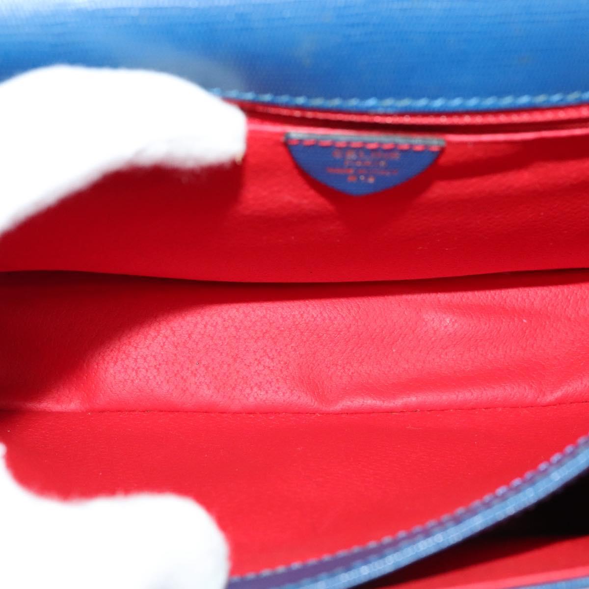 CELINE Hand Bag Leather 2way Blue Gold Auth 125270