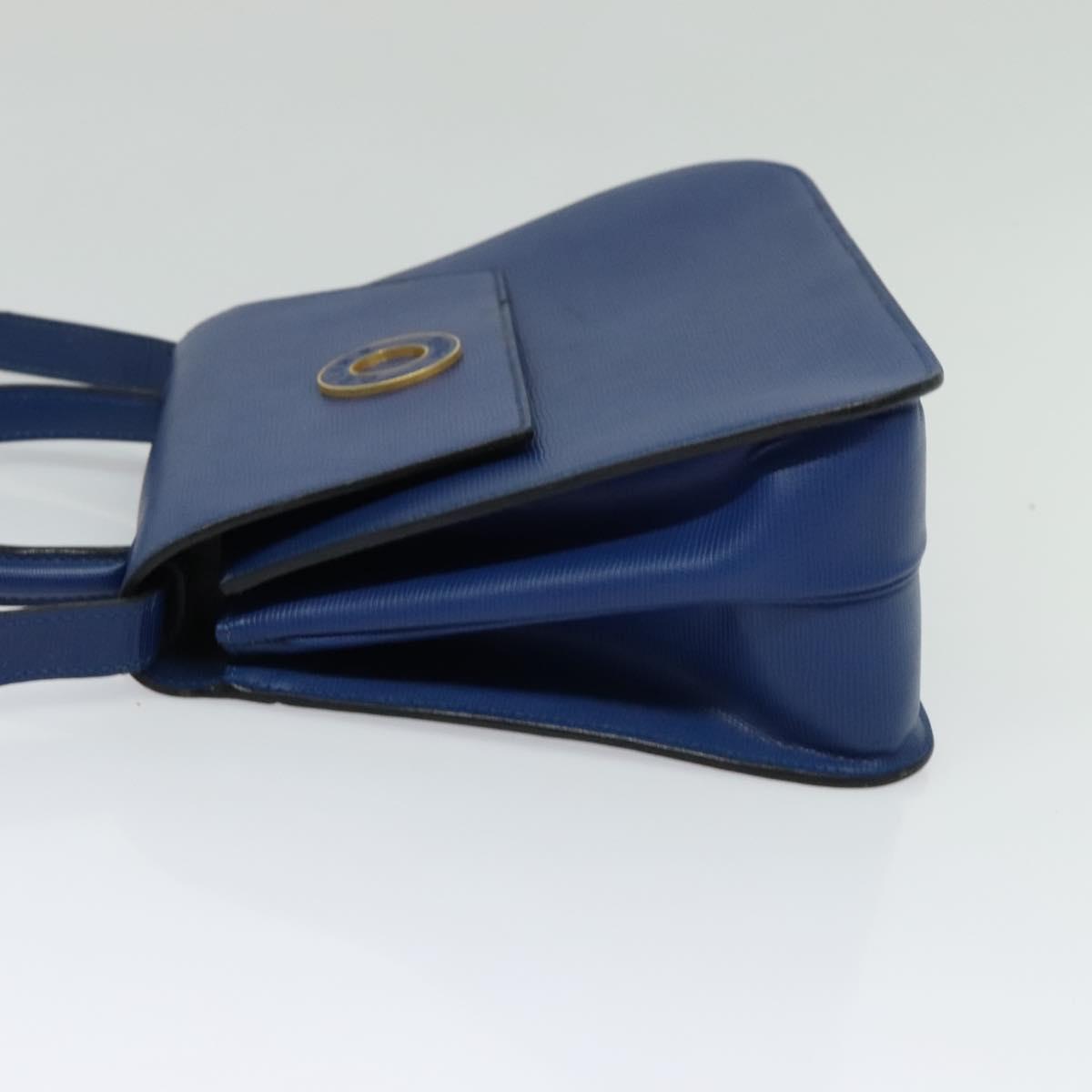 CELINE Hand Bag Leather 2way Blue Gold Auth 125270