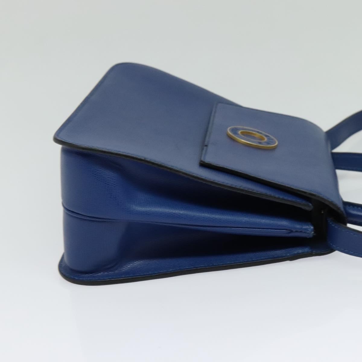 CELINE Hand Bag Leather 2way Blue Gold Auth 125270