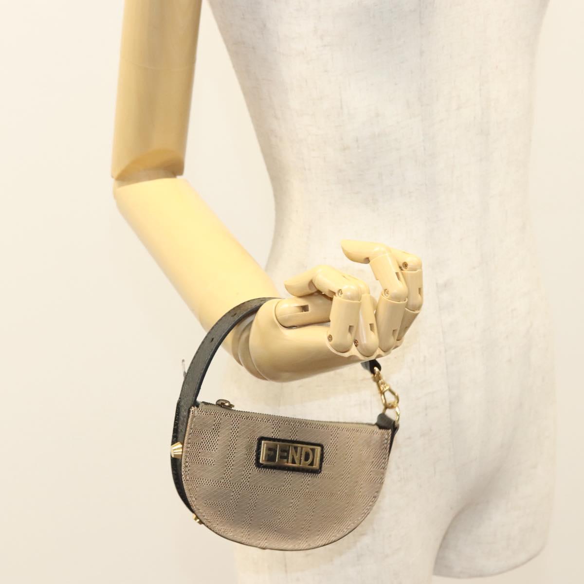 FENDI Zucca Canvas Accessory Pouch Beige Gold Auth 125280