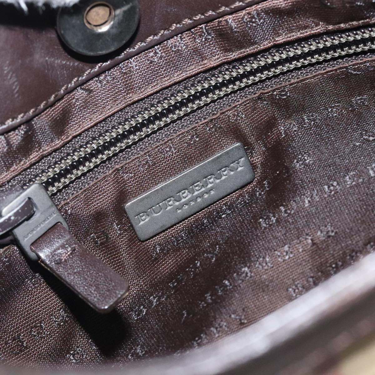 BURBERRY Nova Check Shoulder Bag PVC Beige Gold Auth 125282