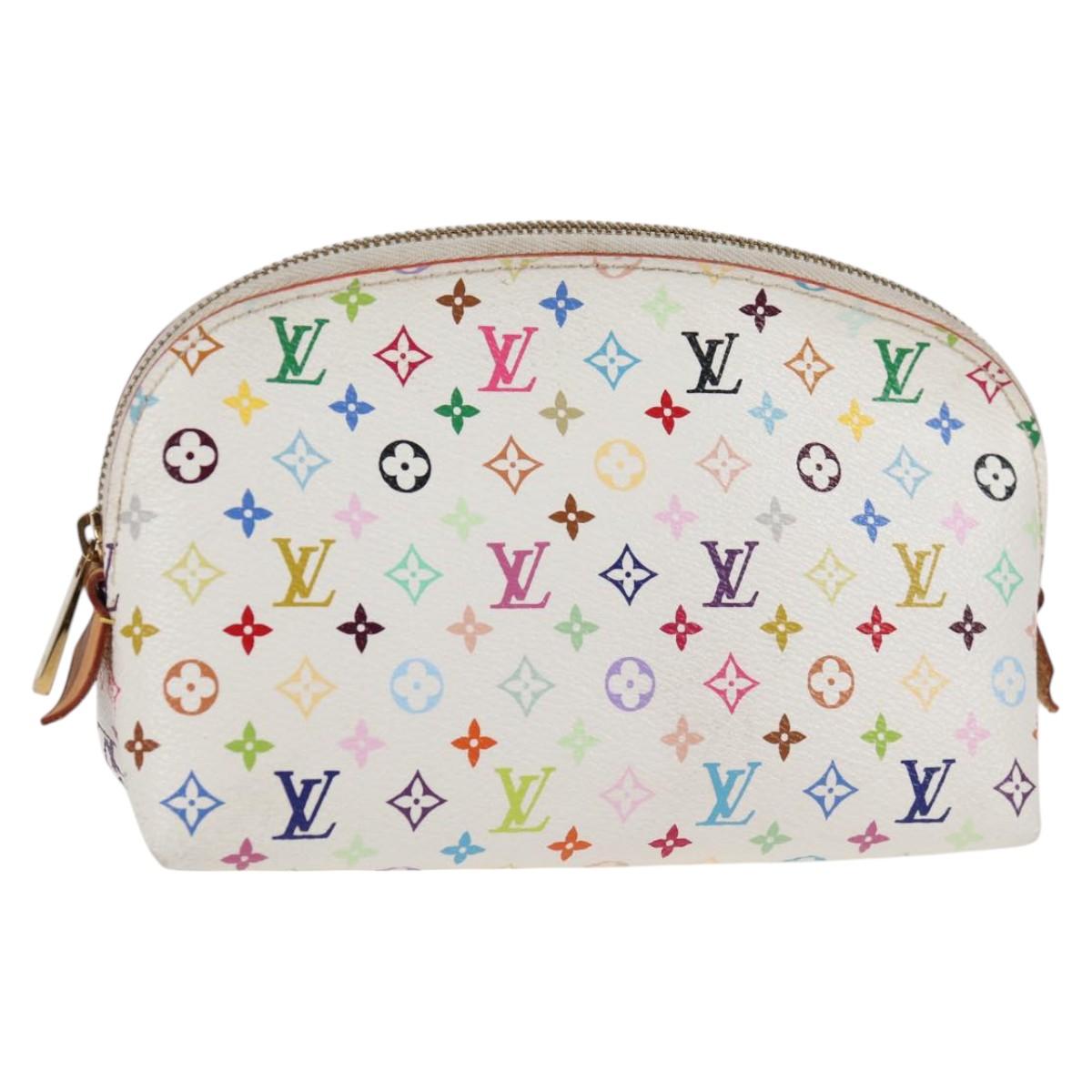 LOUIS VUITTON Monogram Multicolor Pochette Cosmetic White M47354 Auth 125292AV