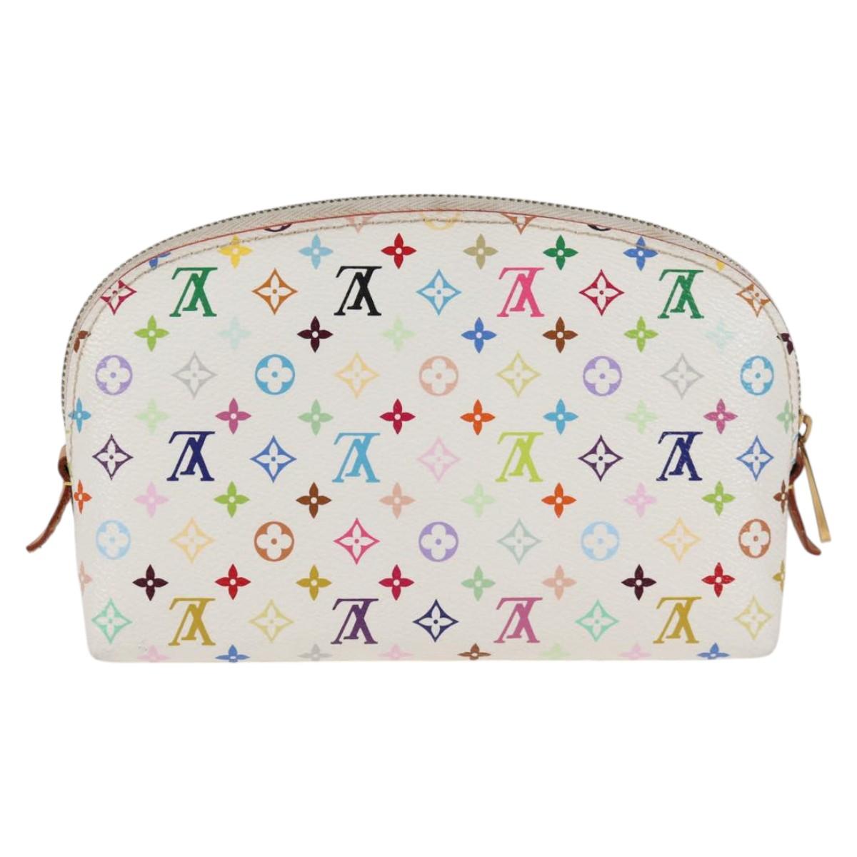 LOUIS VUITTON Monogram Multicolor Pochette Cosmetic White M47354 Auth 125292AV
