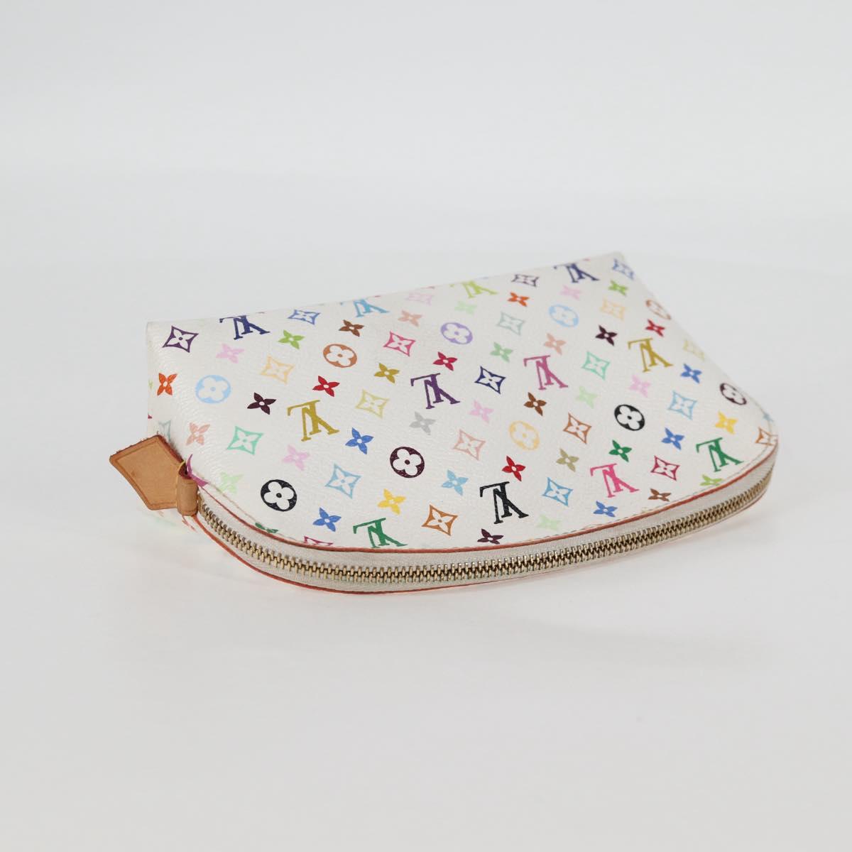 LOUIS VUITTON Monogram Multicolor Pochette Cosmetic White M47354 Auth 125292AV