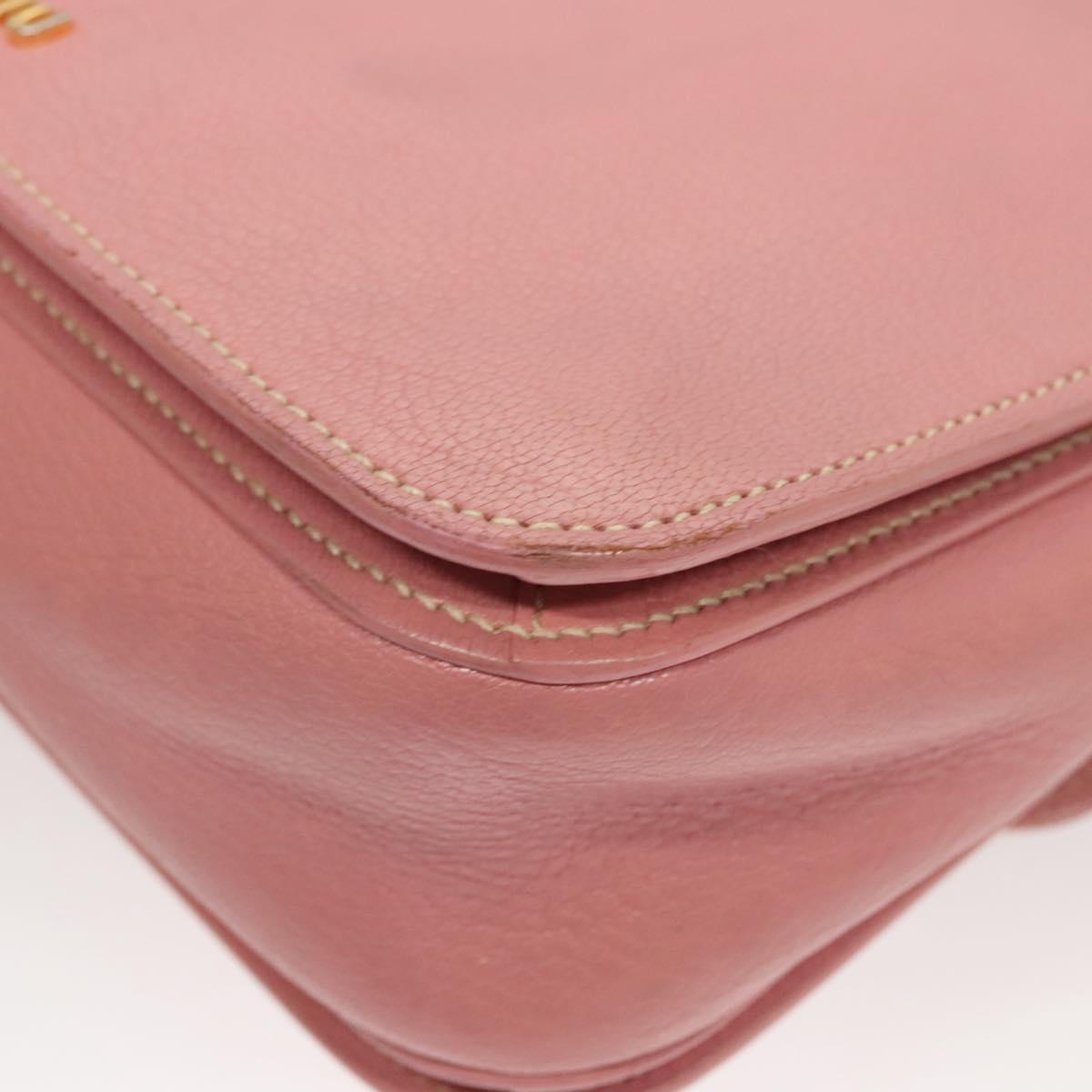 Miu Miu Hand Bag Leather 2way Pink Gold Auth 125296