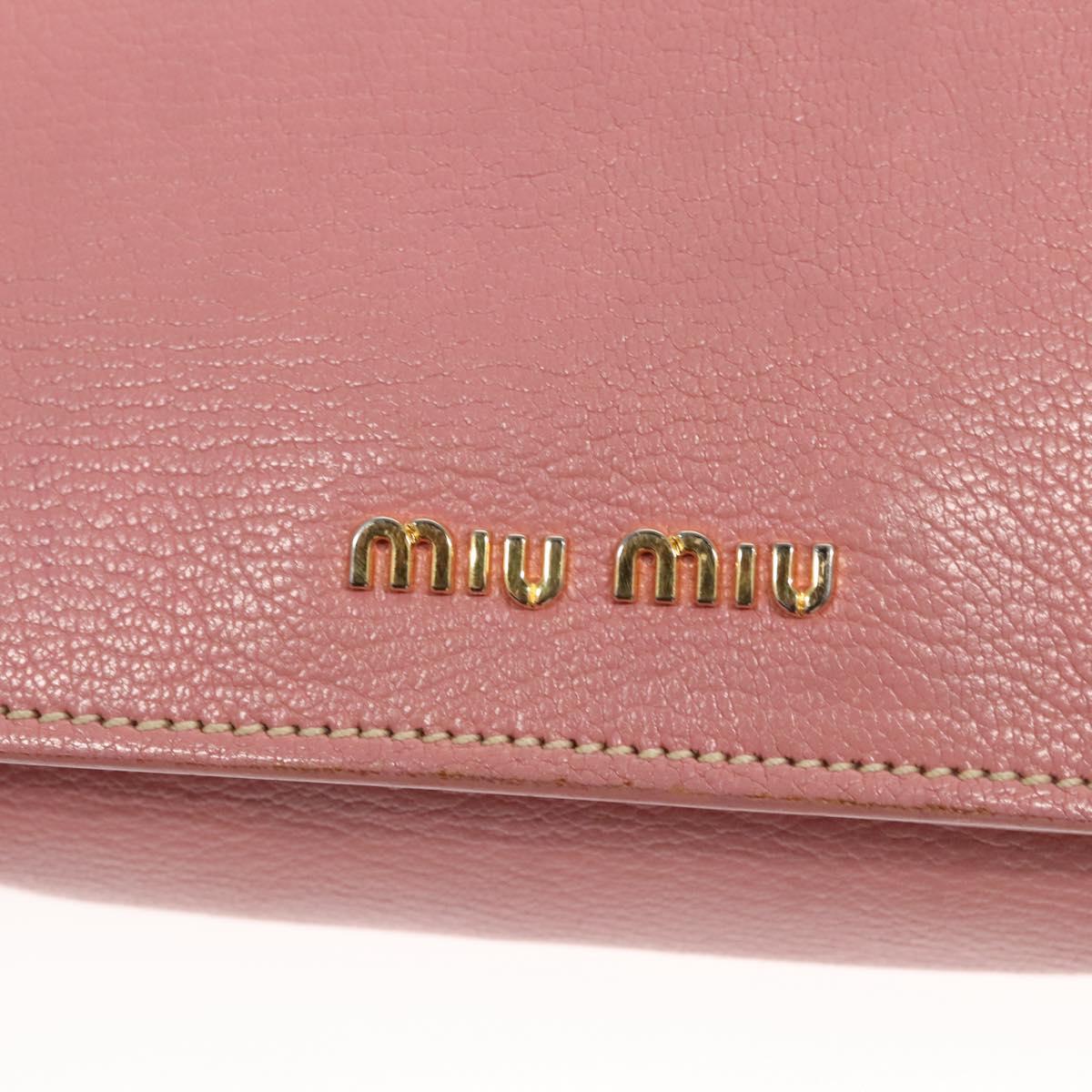 Miu Miu Hand Bag Leather 2way Pink Gold Auth 125296