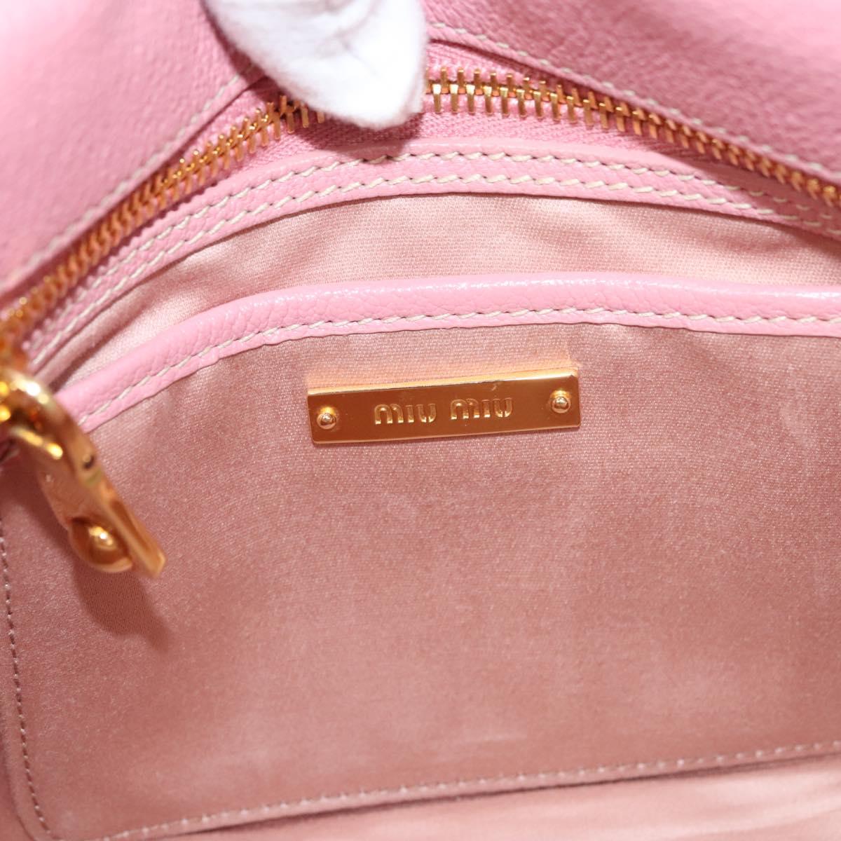Miu Miu Hand Bag Leather 2way Pink Gold Auth 125296