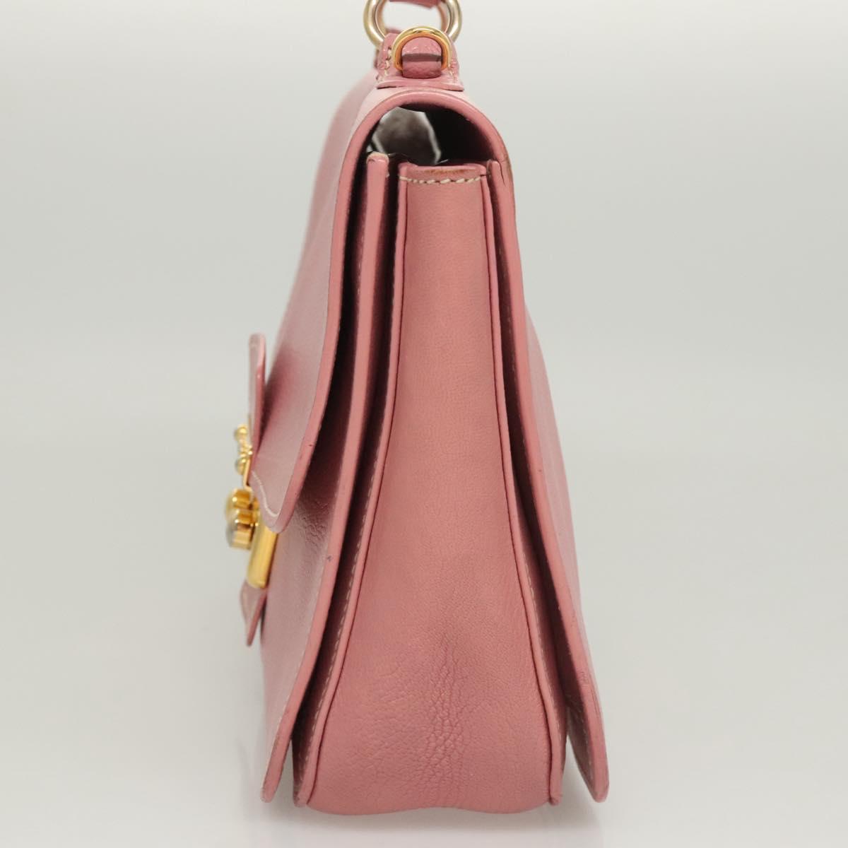 Miu Miu Hand Bag Leather 2way Pink Gold Auth 125296
