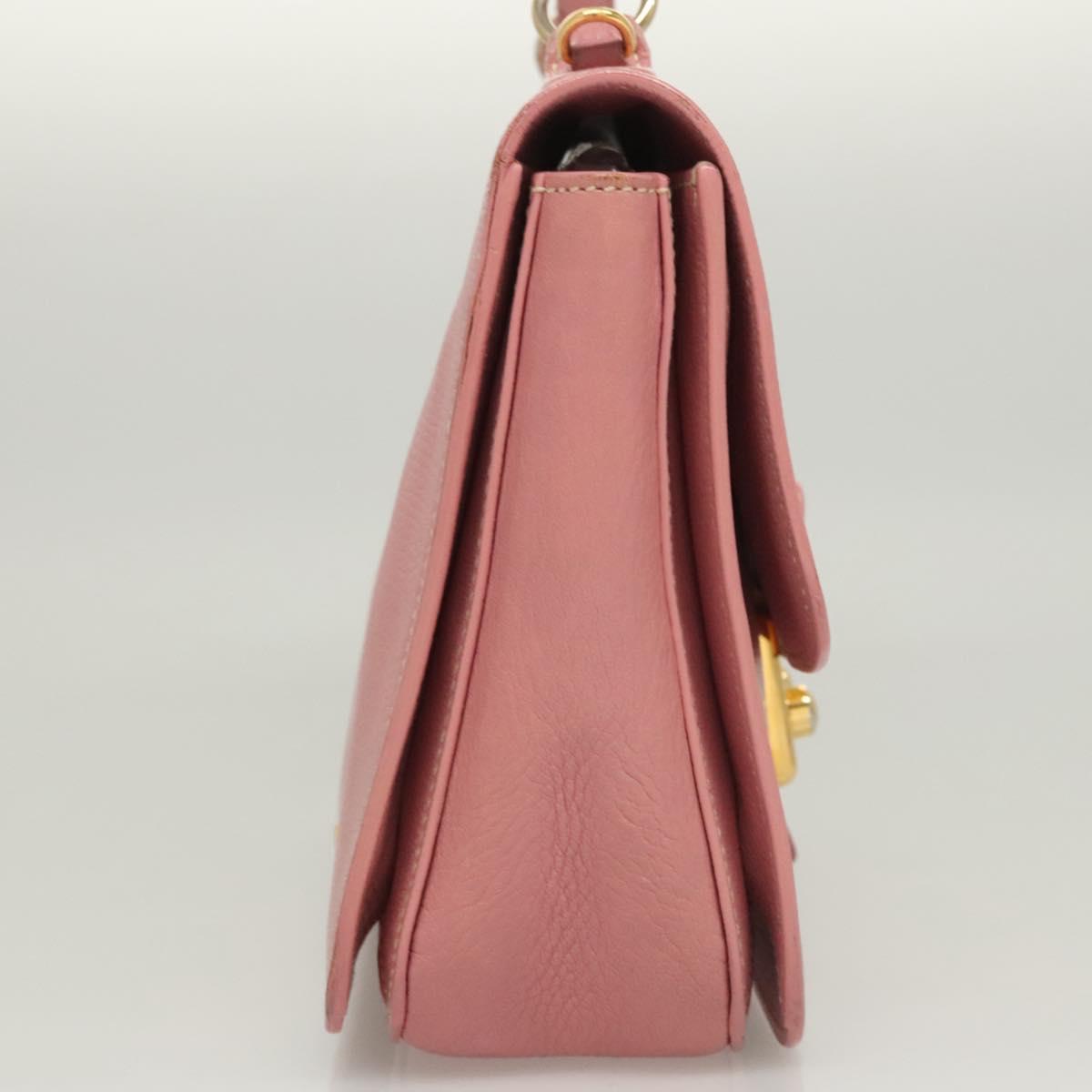 Miu Miu Hand Bag Leather 2way Pink Gold Auth 125296