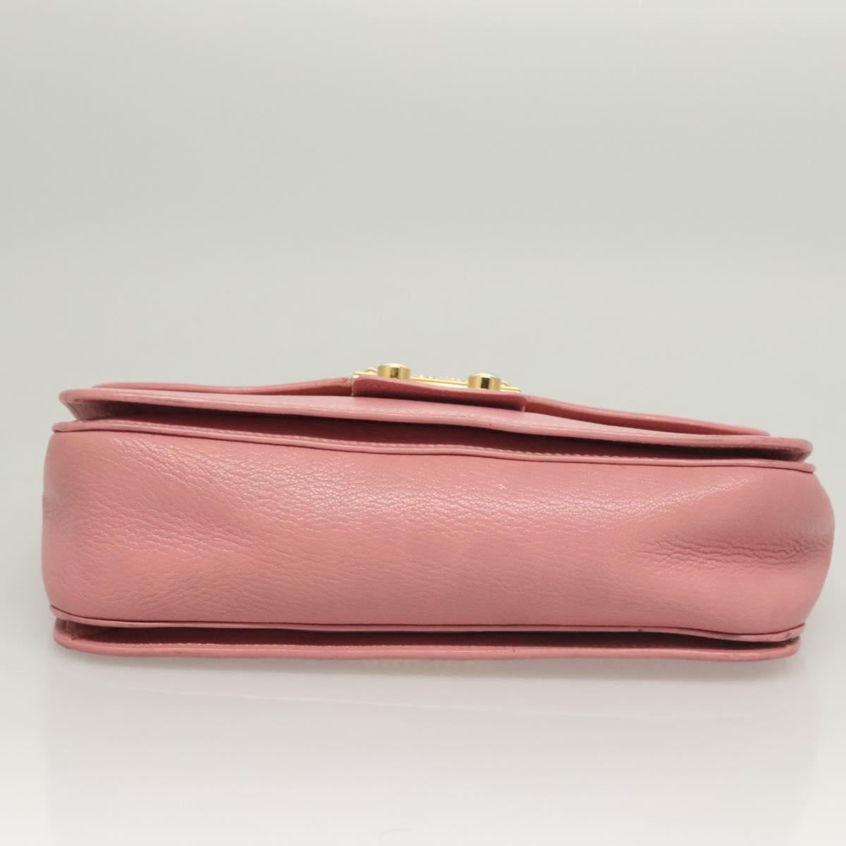 Miu Miu Hand Bag Leather 2way Pink Gold Auth 125296