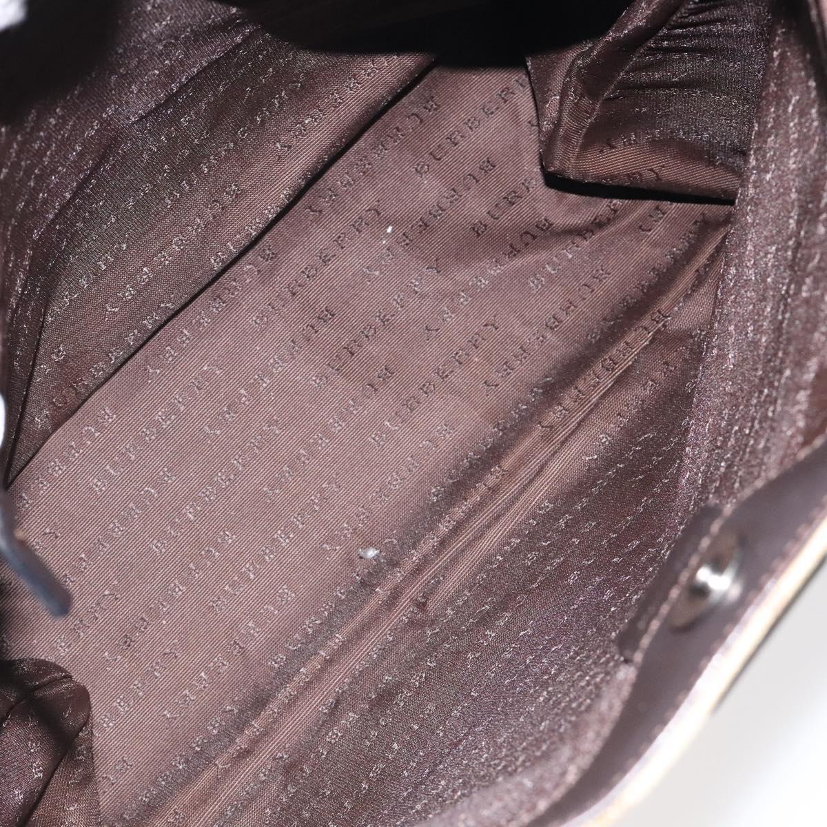 BURBERRY Nova Check Hand Bag PVC Beige Silver Auth 125300