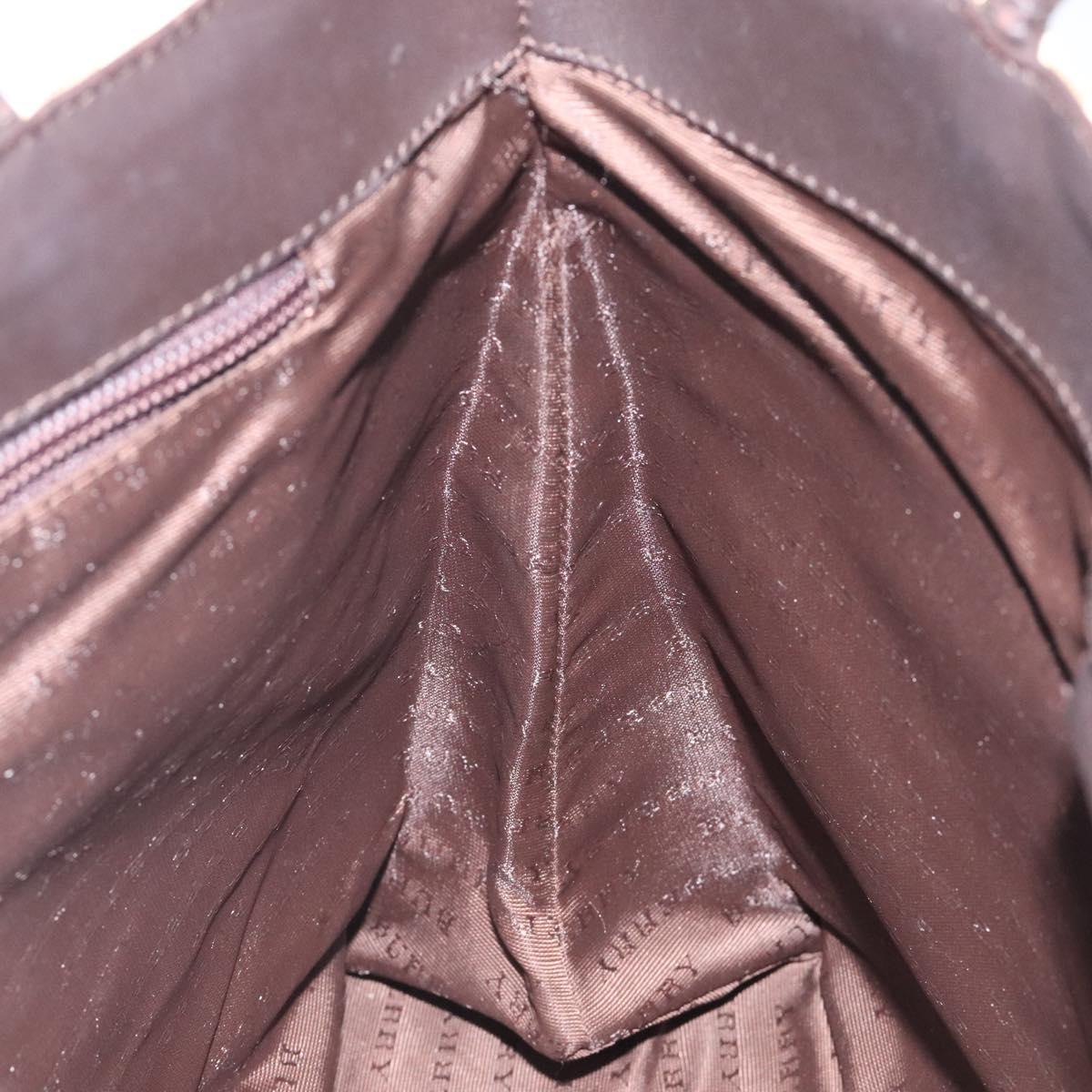 BURBERRY Nova Check Hand Bag PVC Beige Silver Auth 125300