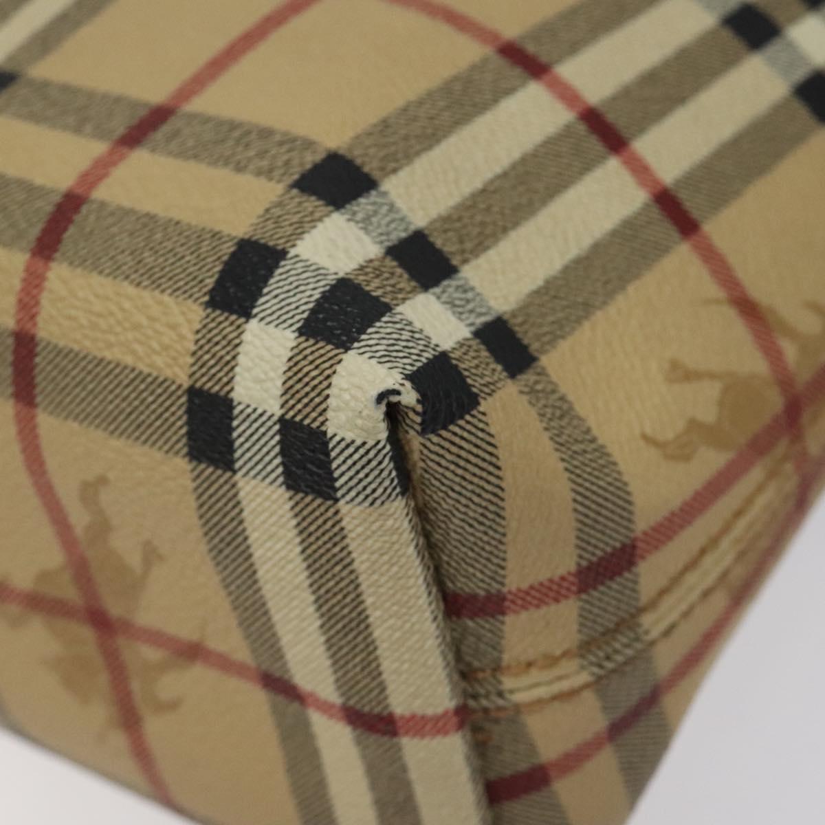 BURBERRY Nova Check Shoulder Bag PVC Beige Gold Auth 125301