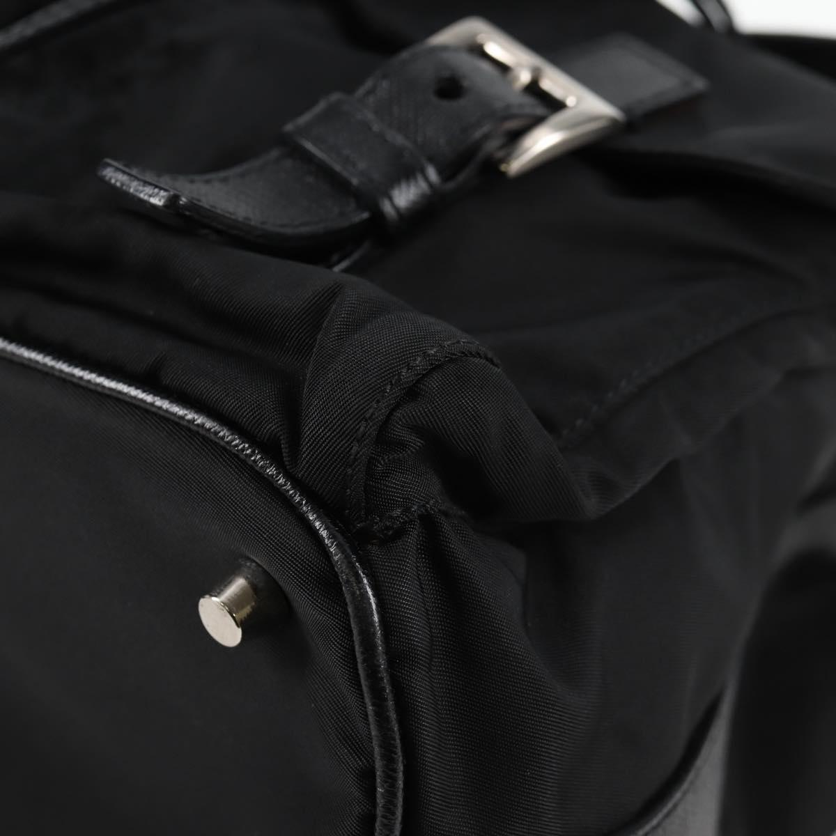 PRADA Shoulder Bag Nylon Black Silver Auth 125317V