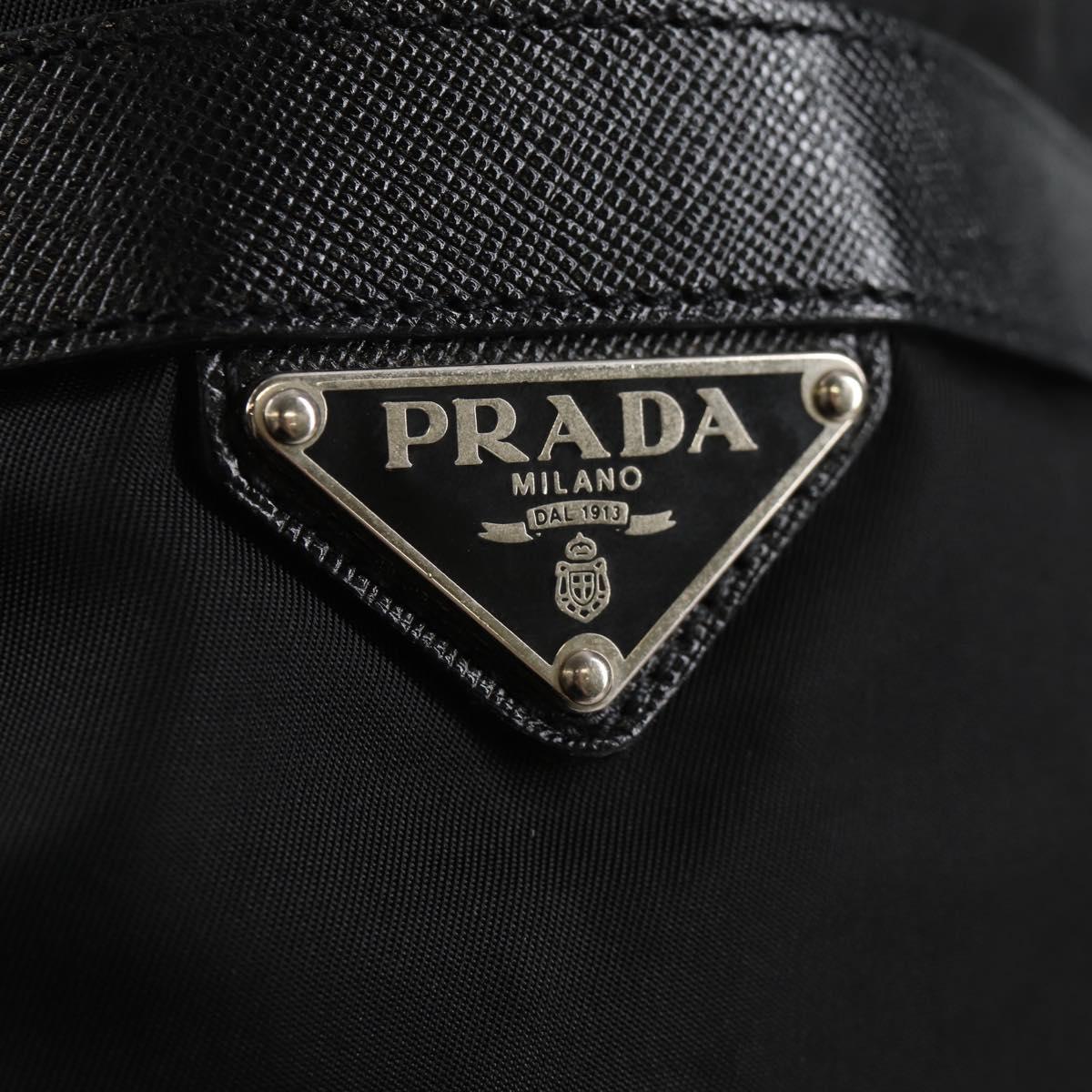 PRADA Shoulder Bag Nylon Black Silver Auth 125317V