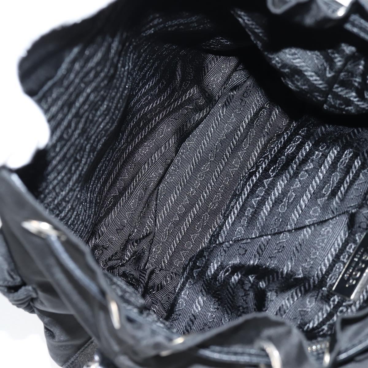 PRADA Shoulder Bag Nylon Black Silver Auth 125317V