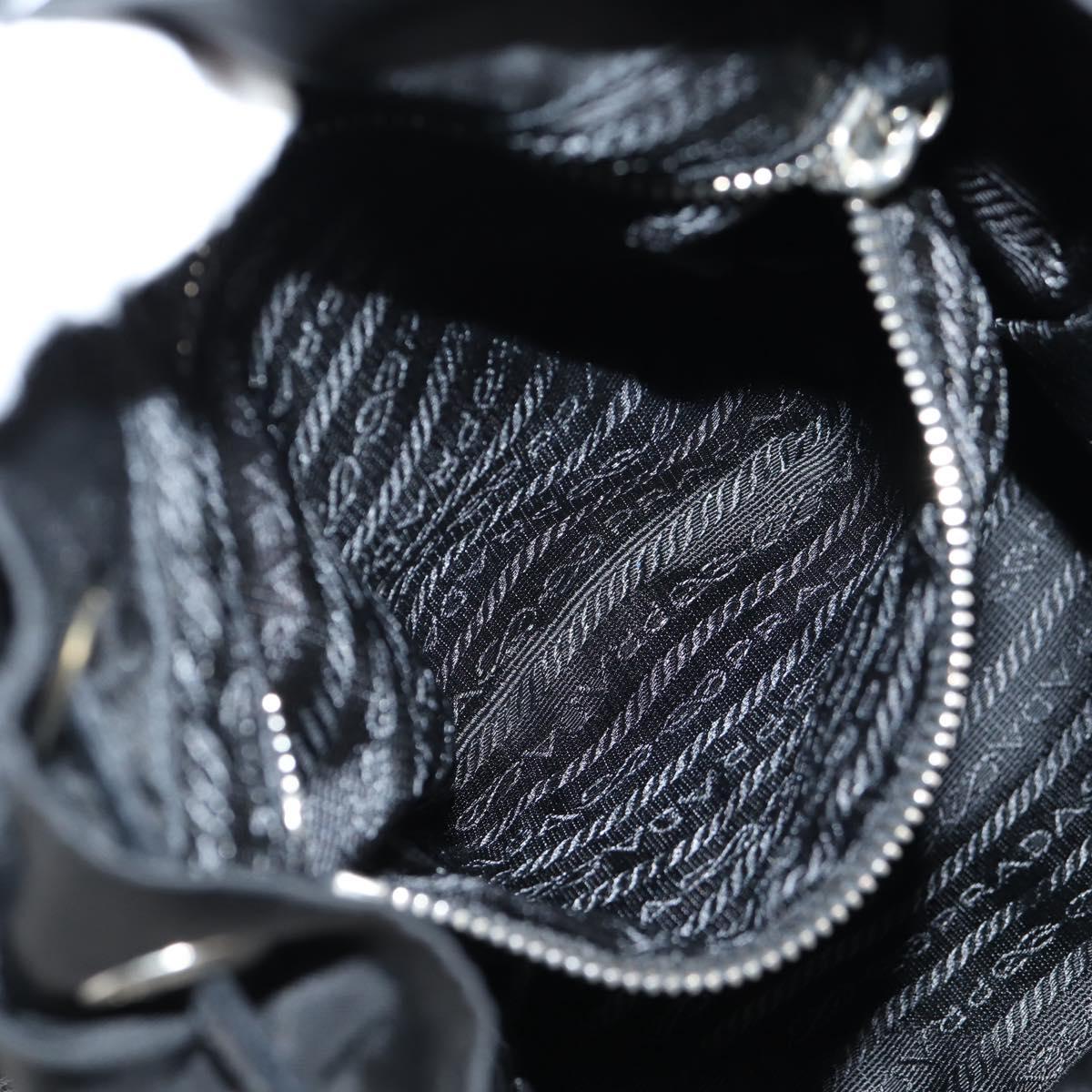 PRADA Shoulder Bag Nylon Black Silver Auth 125317V