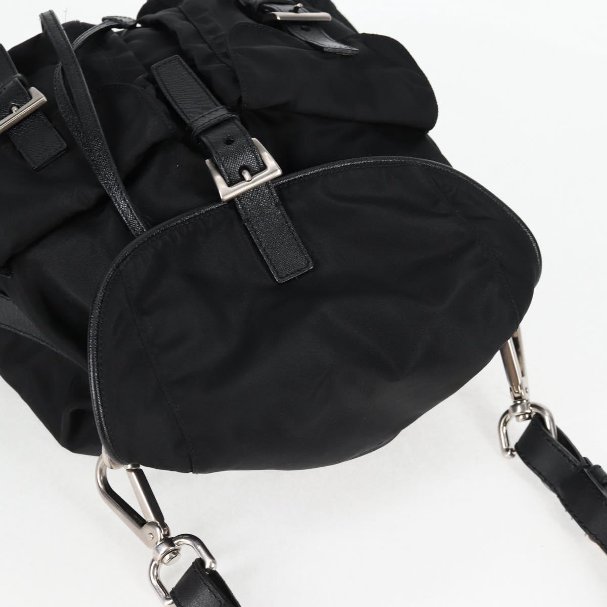 PRADA Shoulder Bag Nylon Black Silver Auth 125317V