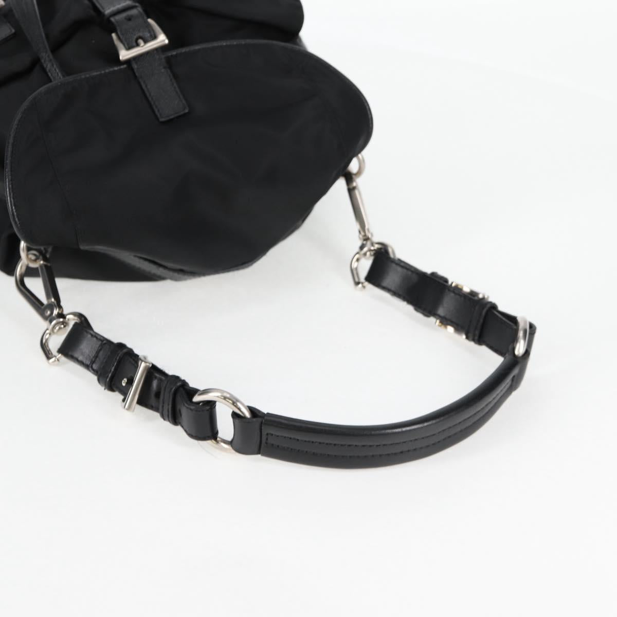 PRADA Shoulder Bag Nylon Black Silver Auth 125317V