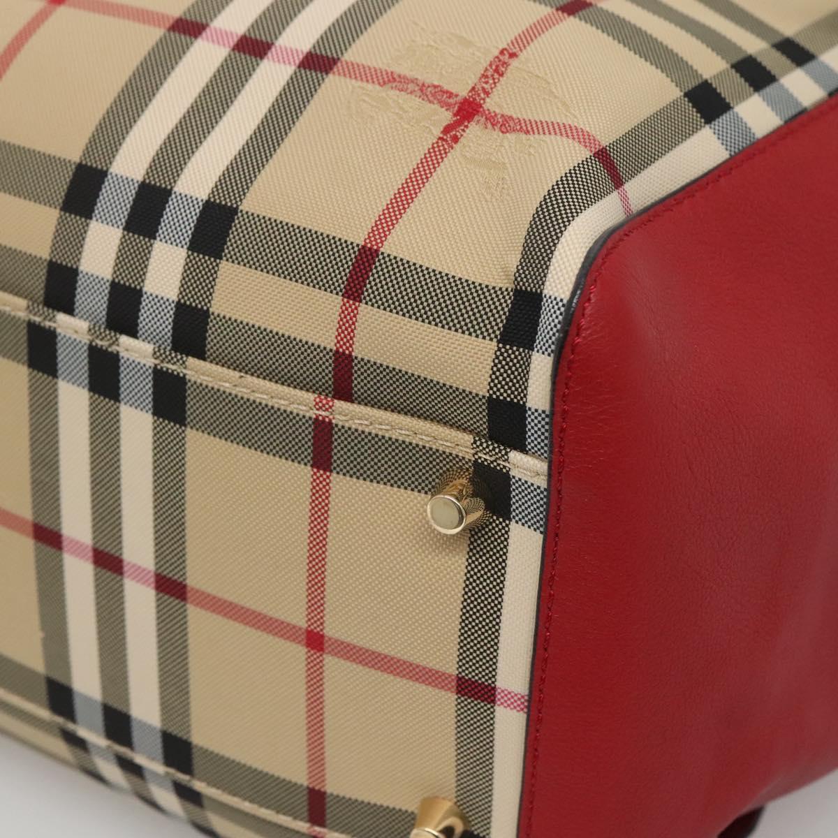 BURBERRY Nova Check Shoulder Bag Nylon Beige Gold Auth 125324