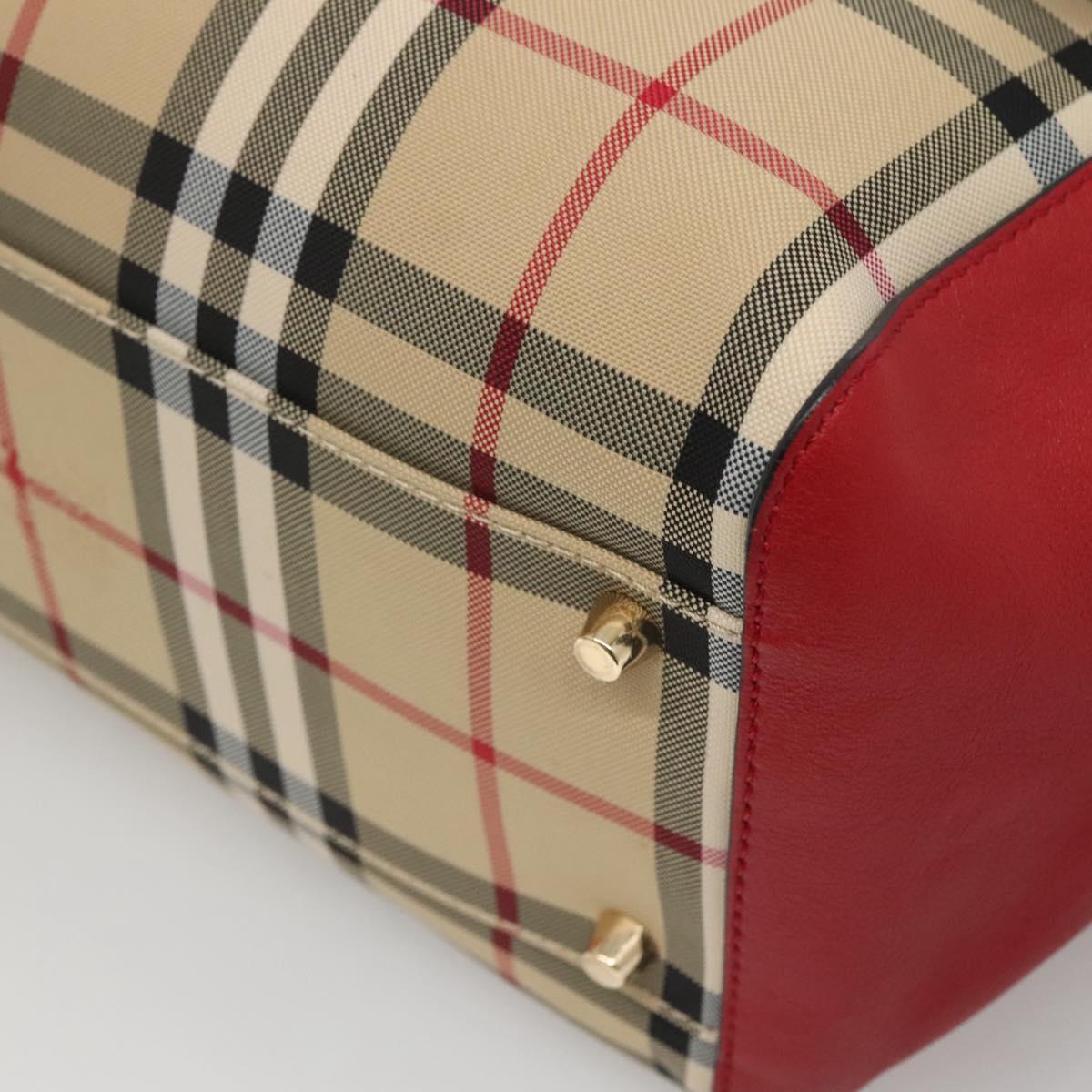 BURBERRY Nova Check Shoulder Bag Nylon Beige Gold Auth 125324