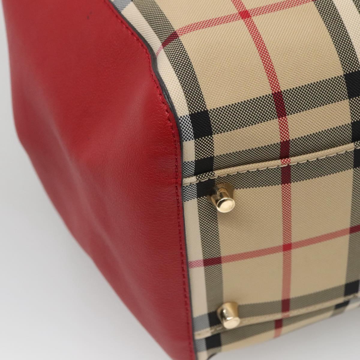 BURBERRY Nova Check Shoulder Bag Nylon Beige Gold Auth 125324