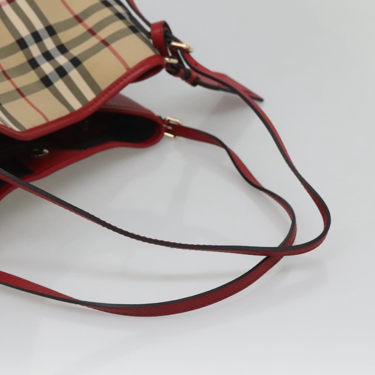 BURBERRY Nova Check Shoulder Bag Nylon Beige Gold Auth 125324