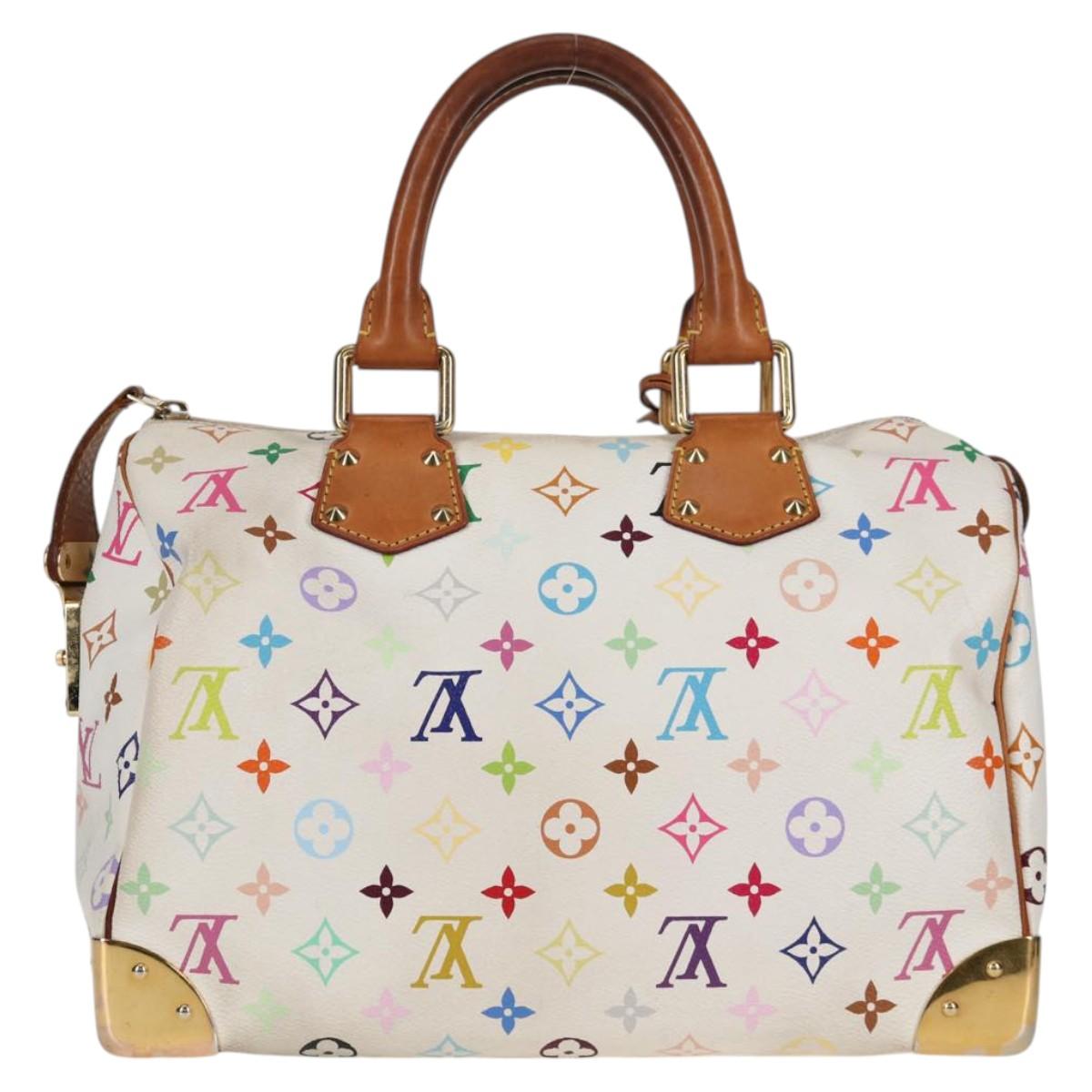 LOUIS VUITTON Monogram Multicolor Speedy 30 Hand Bag White M92643 Auth 125341V