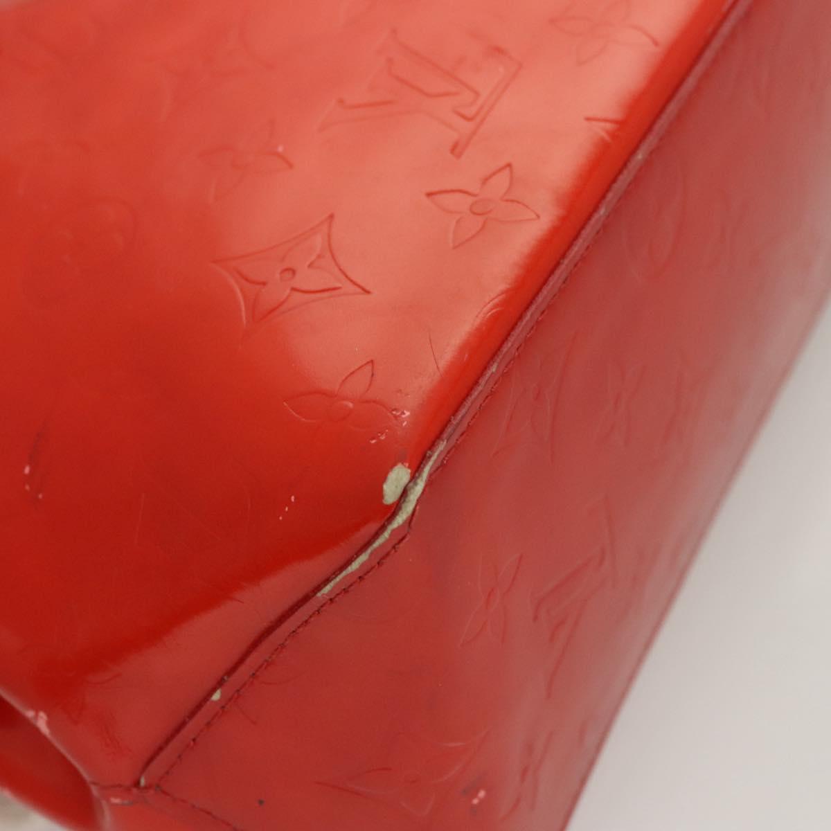 LOUIS VUITTON Monogram Vernis Reade PM Hand Bag Red Rouge M91088 LV Auth 125359
